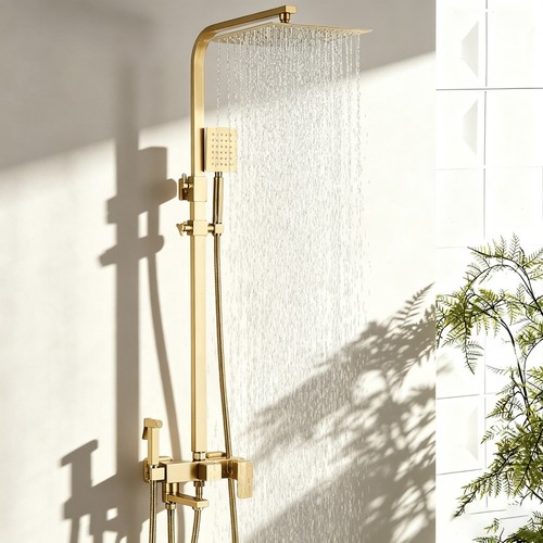 Duschsystem gold 20x20cm - gold,